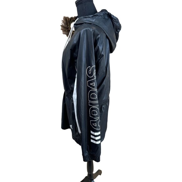 Adidas Outline Legend Ink Windbreaker Black Lightweight Hooded Jacket Size L - Picture 5 of 16